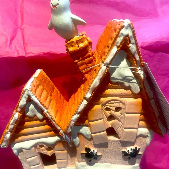Light up Halloween Pink Faux Iced Cookie Haunted House w/ghost & Spiders! NWT - Picture 11 of 11
